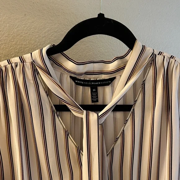 White House Black Market Sleeveless Striped Blouse - Black and White - Picture 2 of 3
